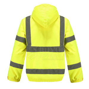 Hi Vis <b>Waterproof</b> Breathable Reflective <b>Work</b> Jacket Traffic Safety High Visibility Safety Jacket Windproof 100% Polyester - Product Image 3