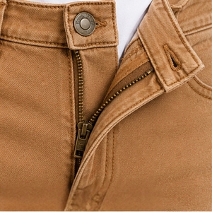 Customized Camel Brown <b>Men</b> Slim Fit Biker Jeans <b>Stretch</b> Denim Pants Ribbed Knee Detail Casual Streetwear Fashion Trousers - Product Image 4