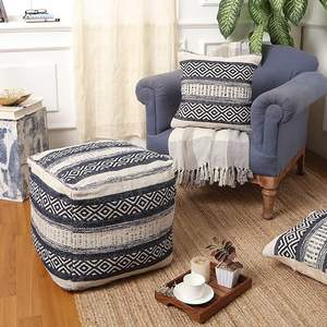 2026 Modern Handwoven Cotton Pouf Cover Multi-Functional Seating Accent with Bohemian Design Comfort and Style Enhanced - Product Image 1
