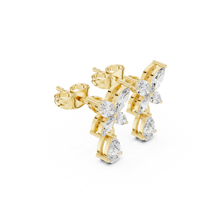 Pendientes de Oro Amarillo de 10K con Diamantes Cultivados en Laboratorio, Diseño de Mariposa con Diamantes Marquise y Colgante de Pera, Joyería de Lujo para Mujer - Product Image 4