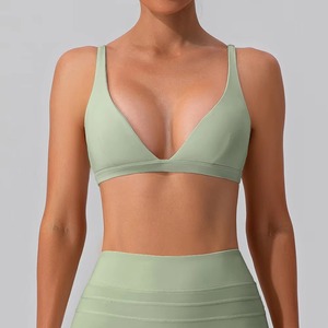 Sujetador Deportivo Personalizado al por Mayor, Ajustable, Sin Costuras, de Alta Sujeción, Color Sólido, Secado Rápido, Antichoque, para Yoga y Running, con Logo Frontal y Escote en V - Product Image 5