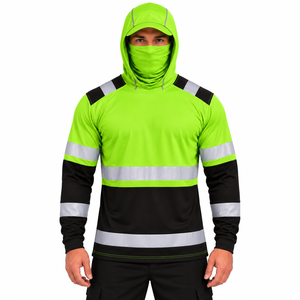 Custom Men Reflective Fishing Wear Hoodie High Visibility UPF 50 Sun Protection <b>Shirt</b> <b>Face</b> Gaiter Hooded Custom Fishing Hoodie - Product Image 1