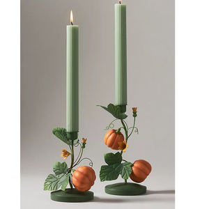 Support de bougie conique créatif d'inspiration naturelle, porte-bougie en fer jaune à motif floral, décoration moderne pour salon de style ferme - Product Image 4