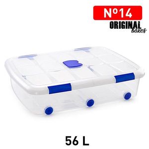 Scatole originali in plastica da 56 litri con coperchio e ruote per l'organizzazione della casa - Product Image 1