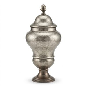 Pot à bougie artisanal en laiton de 15,5 cm, finition nickel vieilli, effet mercure chatoyant, luxueux pot d'apothicaire Ogee pour la décoration intérieure, les hôtels, les mariages et les tables - Product Image 1