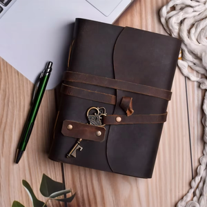Rustic Buff Vintage Leather Journal with Key Closure 100 Sheets Handmade Diary Notebook Writing <b>Gifts</b> Travel <b>Memory</b> Book - Product Image 2
