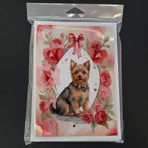 Australian Terrier Whimsical Valentine Roses Pack 8 A7 Size 5x7 Blank <b>Note</b> <b>Cards</b> with Envelopes <b>Greeting</b> <b>Cards</b> - Product Image 3