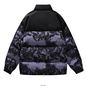Blouson matelassé léger et décontracté pour homme Aussie Edge, noir et gris camouflage, col montant, fermeture éclair, rembourrage épais en coton pour l'hiver - Product Image 4