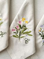 Serviettes de table en lin blanc brodées main, monogrammées, lavables en machine, 15x15 cm, pour dîner élégant