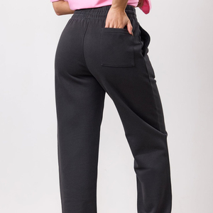 Pantalon de survêtement polaire streetwear d'hiver pour femme, coupe ample et oversize, jambe large avec fentes latérales, vente en gros - Product Image 2
