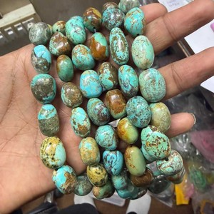 Cuentas Suaves de Piedra Natural Azul Cielo, Cuentas Mala, Hilo de Joyería Boho, 16 Pulgadas, 8x10-10x14 mm, Rajasthan - Product Image 2