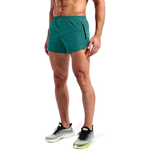 Men's Teal Split <b>Running</b> <b>Shorts</b> Breathable Athlete Training Workout <b>Shorts</b> <b>with</b> Zipper <b>Phone</b> <b>Pocket</b> - Product Image 4