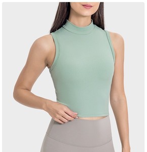 Top Deportivo Corto para Mujer, Cuello Redondo, Transpirable, Casual, Suave, de Nailon y Spandex, Sin Mangas, Ajustado, para Gimnasio y Fitness, con Logotipo Personalizado en la Parte Delantera - Product Image 1