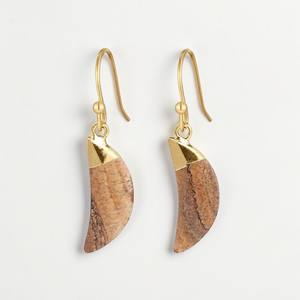 Pendientes Colgantes de Aventurina Verde en Forma de Media Luna, Plata de Ley Bañada en Oro, Hechos a Mano con Moissanita Facetada, Étnicos, Certificados - Product Image 5