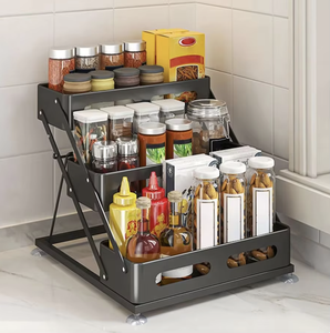 Étagère à épices de cuisine 3 niveaux OEM/ODM, réglable en hauteur, pour comptoir, rangement domestique pour vinaigre et assaisonnements - Product Image 2