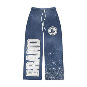 Nuevo Diseño Personalizado, Conjunto Deportivo de Dos Piezas Estilo Vintage Lavado, Ropa Deportiva con Logotipo Personalizado, Sudadera con Pedrería y Efecto Desgastado por el Sol - Product Image 6