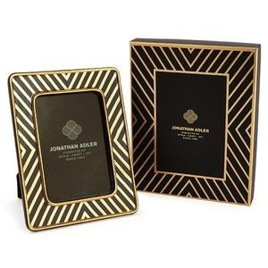 Cadre photo géométrique noir et or de luxe moderne avec design à rayures diagonales pour la décoration minimaliste de table à la maison - Product Image 1
