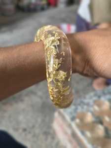 Floral Resin Bangle Blue Flower Resin Bracelet Botanical Resin Jewelry Handmade Floral Resin Bangle Transparent Flower Bracelet - Product Image 3