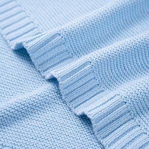 Knitted Eco-Friendly 100% Cotton Solid Color Cute Style Customizable <b>Throw</b> <b>Blanket</b> Baby Rectangle Shape Spring Autumn 209g-278g - Product Image 3
