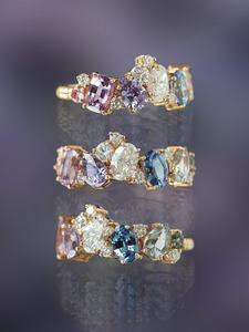 Multi Colored Moissanite Gemstone Rainbow Sapphire Cluster <b>Ring</b> 925 Silver With Rhodium Plated Wedding Ceremony Gift Her - Product Image 5
