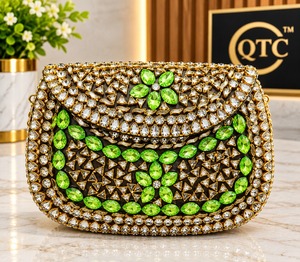 Luxury High Quality Rhinestone Evening <b>Clutch</b> <b>Purse</b> <b>Gold</b> Plated Crystal Handbag for Wedding Banquet Party Gift - Product Image 4