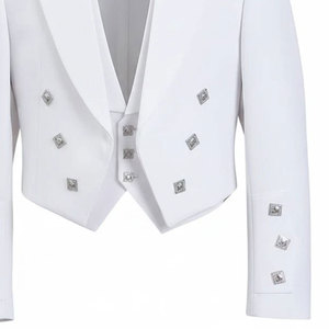 Veste Prince Charlie blanche pour homme avec boutons argentés, manteau de mariage formel, vente en gros d'usine 2026 - Product Image 3