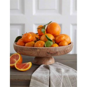 Cuenco Redondo de Madera Natural con Pedestal, Diseño Moderno Acanalado, Cuenco de Madera para Frutas, para Encimera, Cuenco Decorativo Grande para Servir, Venta al por Mayor - Product Image 4