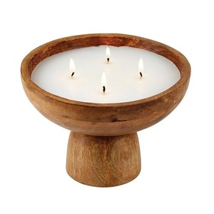 Luxury Long Oval Wooden Dough jar <b>Candle</b> jars Handmade Three <b>Wick</b> Soy Wax <b>Candle</b> Vessel Rustic Farmhouse Centerpiece Decorative - Product Image 3