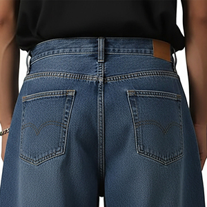 Pantalones Cortos de Mezclilla para Hombre de Alta Calidad, Estilo Urbano, Lavados, de Corte Holgado, Pierna Ancha, Desgastados, con Cierre de Cremallera - Product Image 5