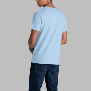 เสื้อยืดคอกลมแขนสั้นผู้ชายผ้าฝ้าย 100% สีทูโทน สกรีนโลโก้ด้านหน้าตามแบบ OEM ระบายอากาศได้ดี แห้งเร็ว เหมาะสำหรับออกกำลังกาย - Product Image 3