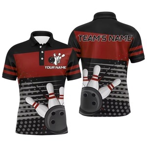 Custom <b>Bowling</b> Polo Shirt Men's Short Sleeve Sublimation Printed Team Jersey 100% Polyester Knitted Casual Plus Size - Product Image 1