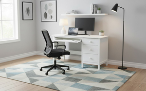 Modern <b>White</b> Wood <b>Computer</b> <b>Desk</b> with 3 Drawers Storage Cabinet Freestanding Office Furniture for Home Office Minimalist Design - Product Image 2