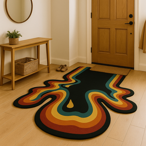 Designer Irregular Wool Area Rug Hand Tufted Solid Color Non-Slip Pet Friendly Luxury Home <b>Decor</b> Latex Backing New Year Gift - Product Image 1