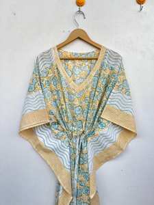 Women Cotton Kaftan Summer Wear Animal Print Long <b>Tunic</b> Stylish Indian Dress for <b>Beach</b> Lounge Casual and Party Wear - Product Image 2