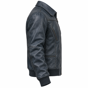 Nueva Tendencia Chaqueta de Cuero Genuino de Piel de Vaca Azul Pizarra para Hombre, Estilo Aviador Vintage, Abrigo Bomber Pesado para Invierno, Proveedor - Product Image 3