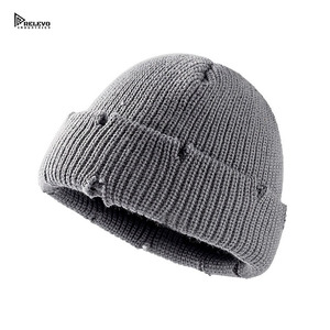 หมวกบีนนี่ถักแบบดิสเทรสหลากสี สไตล์ขาดๆ ทำจากอะคริลิก อุ่นสบาย ยืดหยุ่นได้ เหมาะสำหรับทุกเพศ สตรีทแวร์ รับทำโลโก้ตามสั่ง OEM - Product Image 2