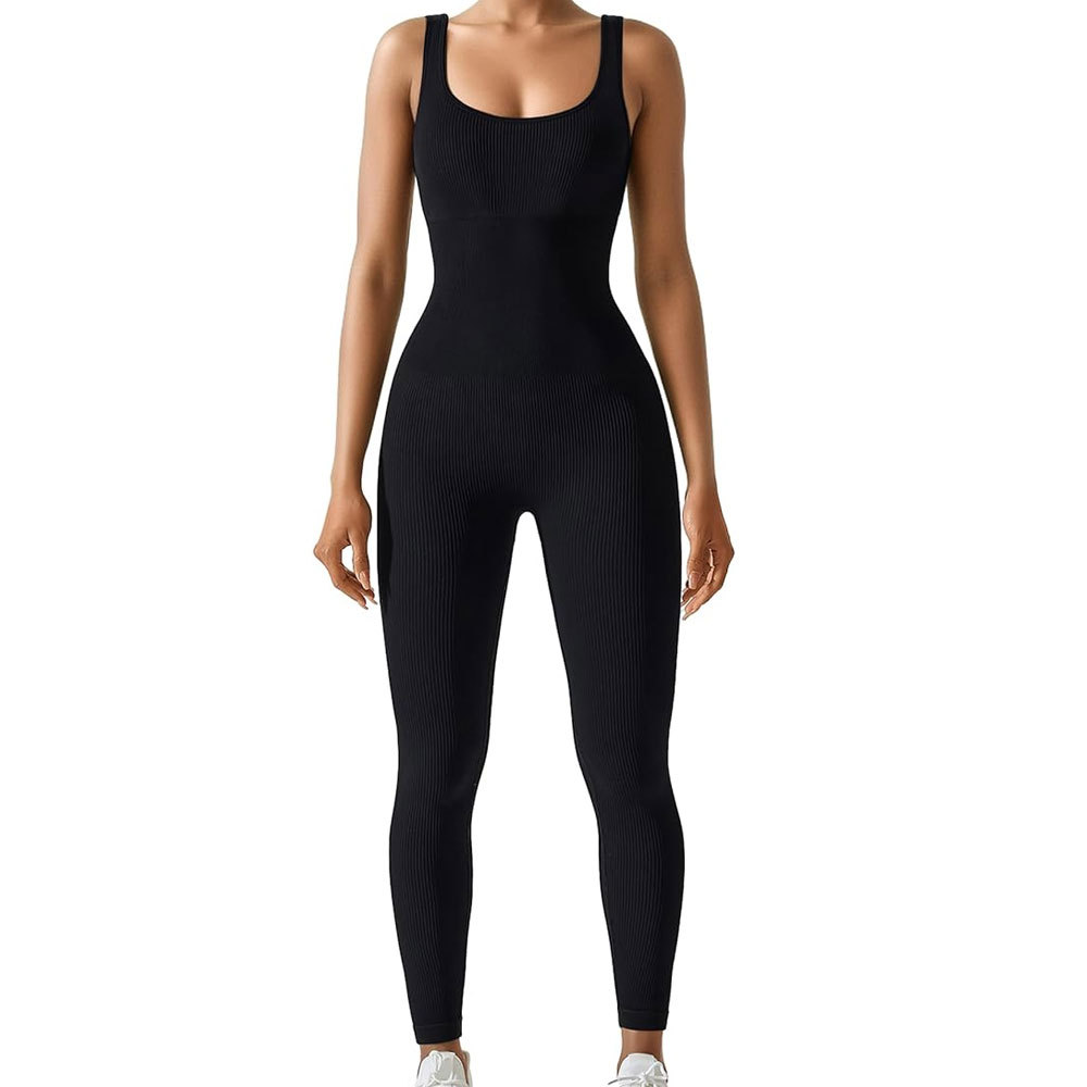 High Quality Custom Logo Print Quick Dry Good Service Top Trendy Reasonable Price Gym Fitness Active Wear High Waist Jumpsuit