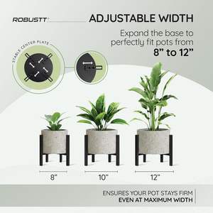 Support de plante en métal réglable à 4 pieds, deux options de hauteur pour pots de 8 à 12 pouces, support de plante décoratif moderne pour l'intérieur et l'extérieur - Product Image 6