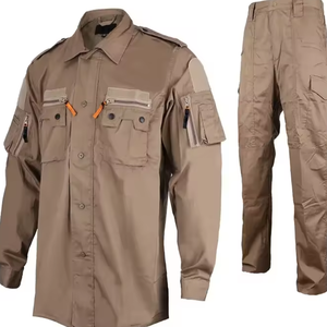 Ensemble uniforme tactique pour homme, chemise kaki à manches longues et pantalon cargo multi-poches pour usage extérieur - Product Image 4