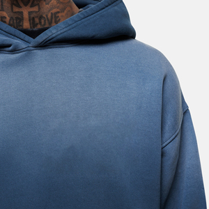 Sweat-shirt à capuche surdimensionné bleu marine pour homme, manches régulières, couleur unie, vêtement décontracté d'automne, matière en coton FRENCH TERRY - Product Image 3