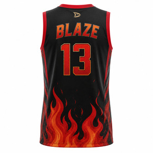 Camiseta sin mangas con cuello en V Fire Basketball para hombre, 13 estampados sublimados, malla transpirable, ajuste atlético, para todas las estaciones - Product Image 4