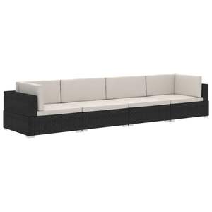 Juego de 4 Sofás de Jardín en Negro y Blanco Crema, Colección de Muebles Elegantes para Exteriores - Product Image 2