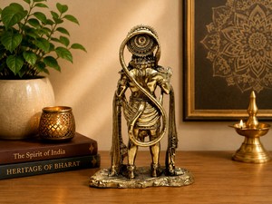 Brass Standing Hanuman Statue Religious Home <b>Decor</b> Artifact for Temple Spiritual Gift - Product Image 2