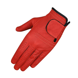 Gants de golf pour hommes de bonne qualité en cuir Cabretta, couleur rouge, paume en cuir synthétique souple, cuir véritable, gants de golf sportifs - Product Image 2