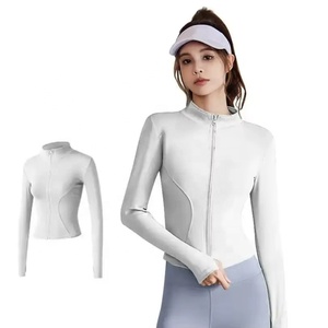 Camiseta de yoga transpirable de secado rápido para mujer, chaqueta de manga larga con cremallera frontal, ropa ajustada para correr y yoga - Product Image 3