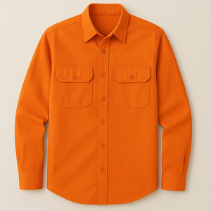 Chemise de travail en coton noir pour homme, manches longues, avec poches poitrine, respirante - Product Image 6