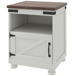Tavolino Laterale Bianco in Stile Moderno e Rustico con Ripiano Aperto e Gambe in Legno per Arredamento Soggiorno - Product Image 1