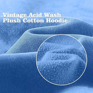 Sudadera con capucha azul para mujer, estilo oversize, con efecto lavado ácido, de forro polar, con logotipo personalizado, venta al por mayor, estilo vintage - Product Image 4
