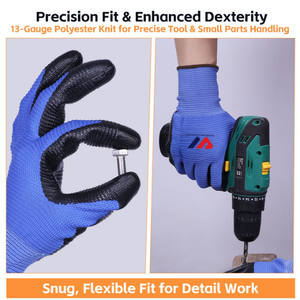 Gants de sécurité légers et respirants en nitrile enduit de PU, en nylon tricoté, pour mécaniciens, ateliers d'assemblage et travaux quotidiens - Product Image 4