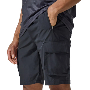 Shorts cargo décontractés pour hommes, taille élastique, en toile unie, personnalisables, en coton extensible, multi-poches, été - Product Image 1